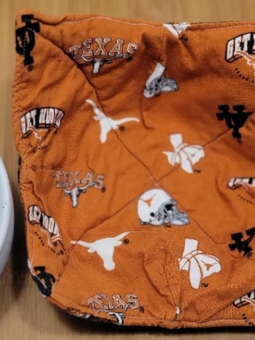 UT Longhorns Football Soup Bowl Koozie Holder, Reversible pot holder